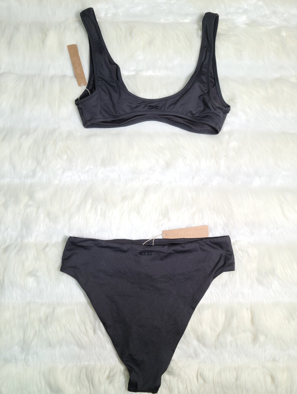 SKIMS Signature Swim Bikini Set Black Onyx Women Medium NEW - Picture 2 of 7
